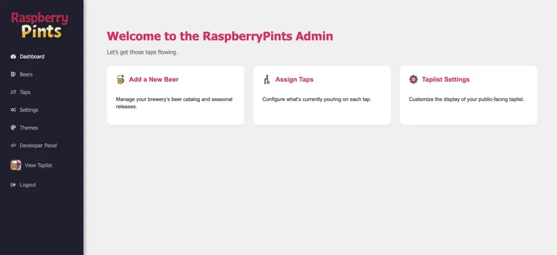 Brewery inventory management dashboard showing real-time keg levels and pour data