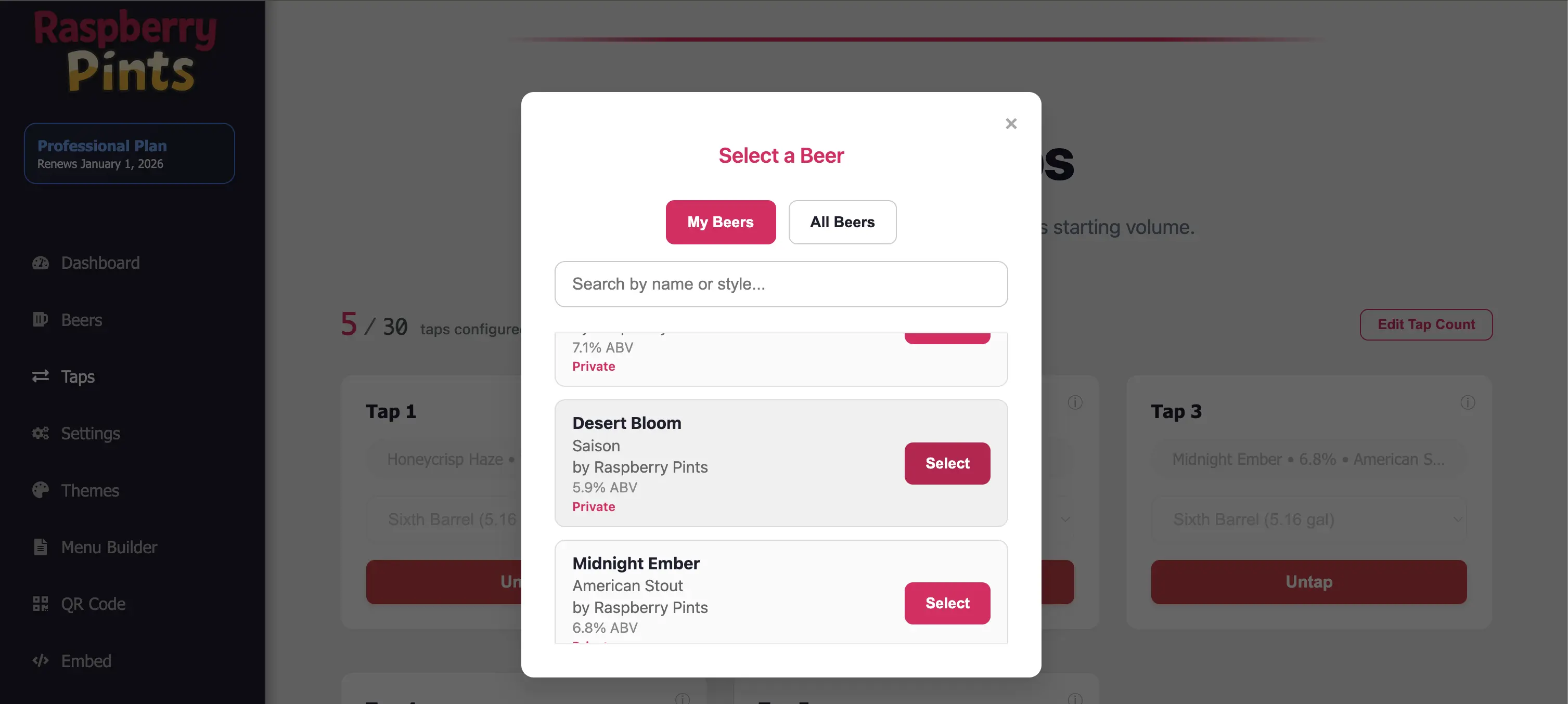 Updating a bar draft beer list from a phone